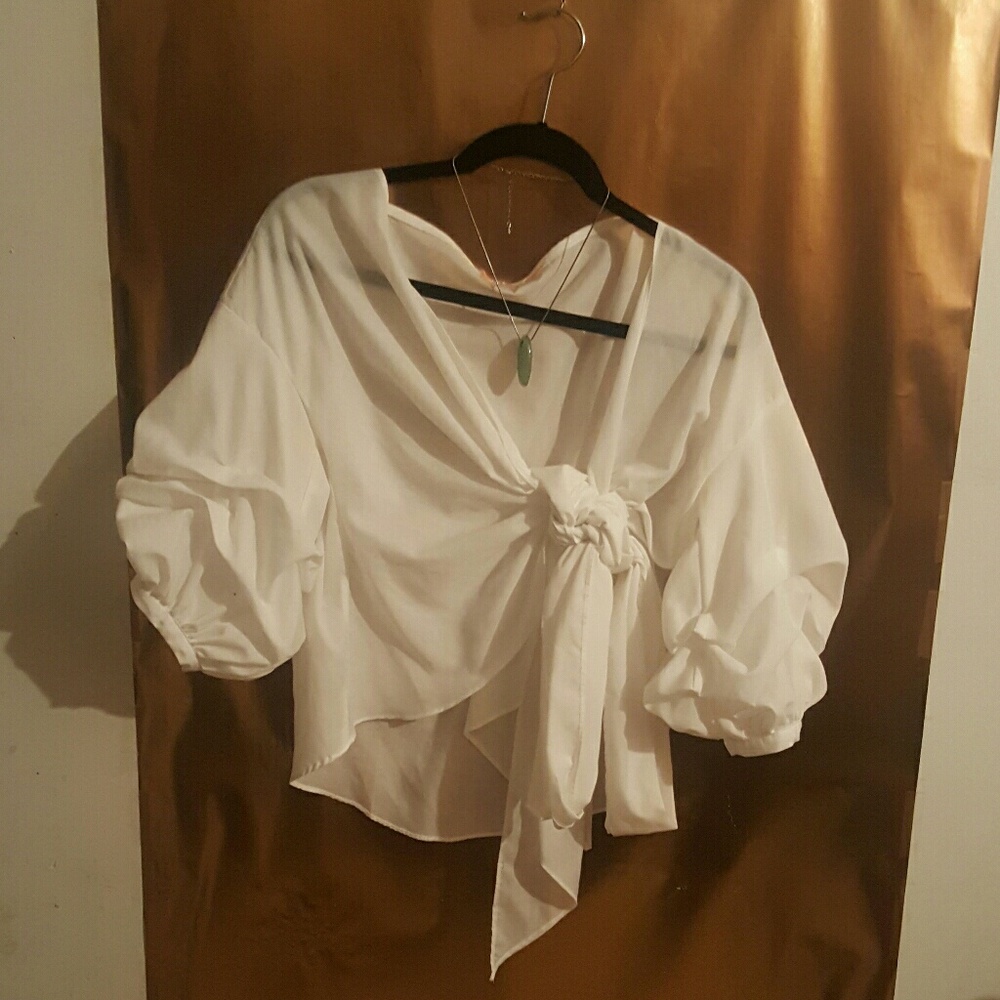 White ruffled top